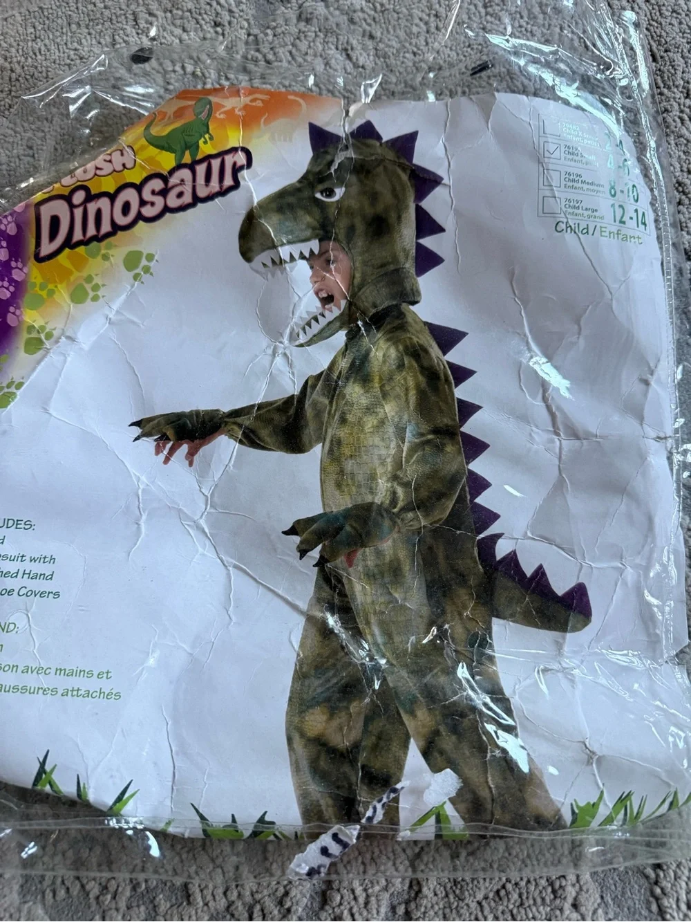 Forum Novelties Dinosaur T Rex Halloween costume Hood and Shoe Covers  4, 5, 6